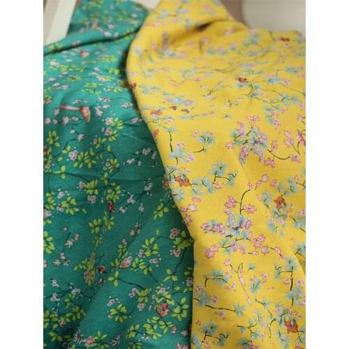 50X 145cm green plant pink flower rayon viscose fabric high quality childrens clothing material