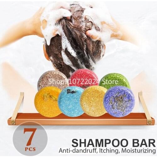 7 Types PURC 1pcs 60g Solid Shampoo Bar Natural Handmade Color Shampoo Refreshing Anti-Dandruff Soap for Hair Scalp Treatments