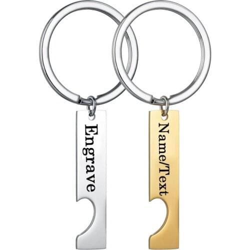 Customized Couples Keychain Valentine Anniversary Gift Boyfriend Girlfriend Engrave Name Logo Women Men KeyChain Drop Shipping