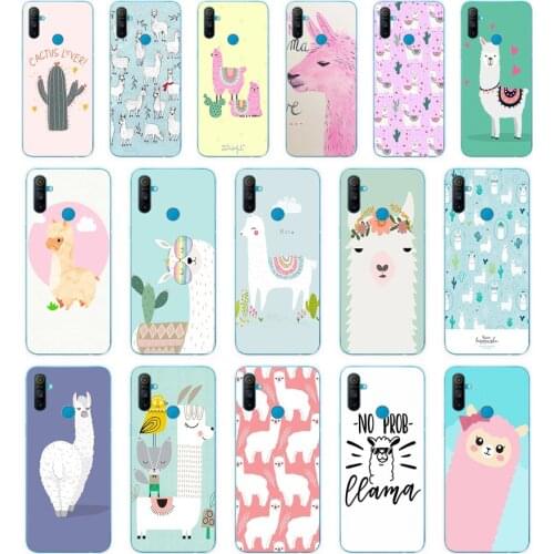 02 Cute Llama Alpaca Animals Cartoon gift Soft Silicone Tpu Cover phone Case for OPPO A1K A5S A7 AX7 A5 A9 2020 Realme C3 Case
