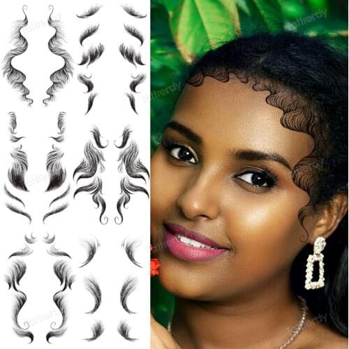Baby Hair Edge Tattoo Edges Curly Hair Sleek Hairline Tattoo Stickers Waterproof Temporary Tattoo Sticker Fake Tatoo Makeup Tool