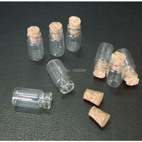 100 pcs Lot of small glass vials with cork tops 1 ml tiny bottles Little empty jars