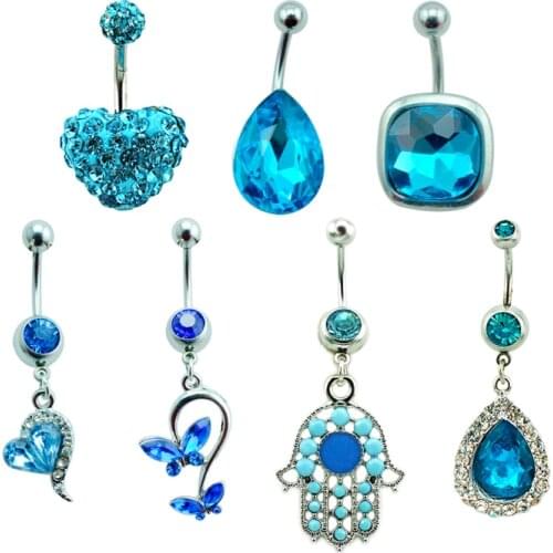JINGLANG Classic Belly Button Rings Stainless Steel Barbells Dangle Metal Hand Navel Piercing For Men Jewelry