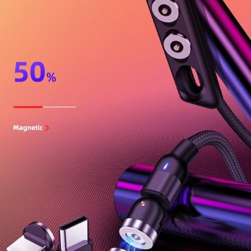 Beauty Magnetic Cable Micro USB For Xiaomi mi 10 540 Degree Elbow Magnet Charging Lighting For iPhone 11 Pro Max Type C Cable 2M