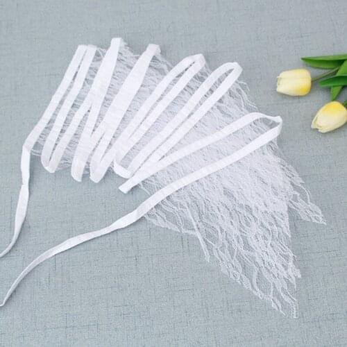 3M 12 Flags Lace Banner Birthday Pennant Strap Wedding Decoration Vintage Lace Bunting Party White Garland