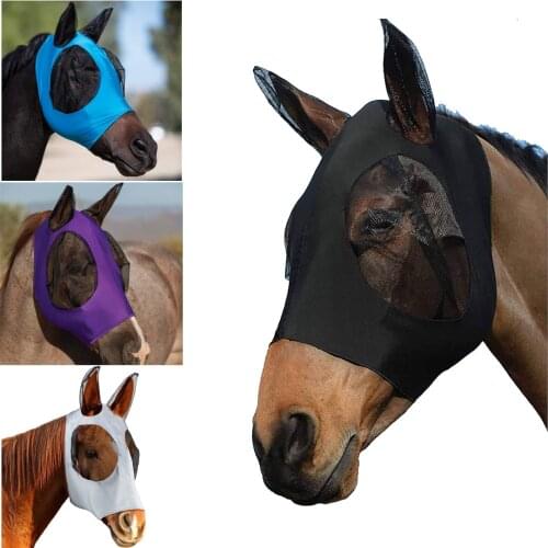 Horse Fly Mask Horse Mask Horse Insect Fine Mesh Fly Mask Anti-UV with Ears Armour Shield Fly Protector for Cob