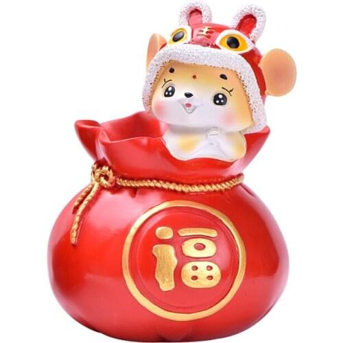 Miniature Home Decoration Accessories Chinese Style Lucky Bag Mouse Figurine Mini Fairy Garden House Office Desk Decor Gift