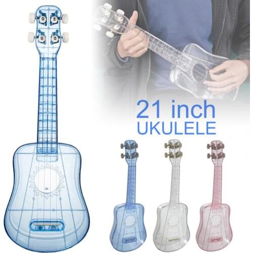 21Inch Soprano Ukulele Beginner Kit Transparent PC Material Integral Unibody Lightweight Candy Colored for Kids Students Starter