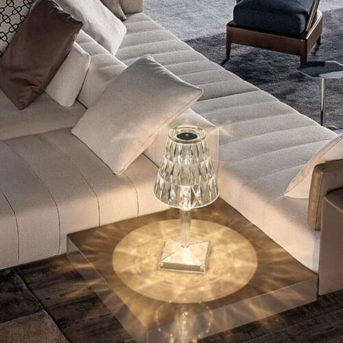 LED Diamond Crystal Projection Desk Lamp USB Charging Touch Sensor For Restaurant Bar Decoration Table Light Romantic Night Lamp