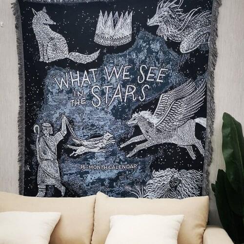 New Chic Stars Night Cotton Linen Living Room Bedroom Sofa Blanket Tapestry Home Decoration