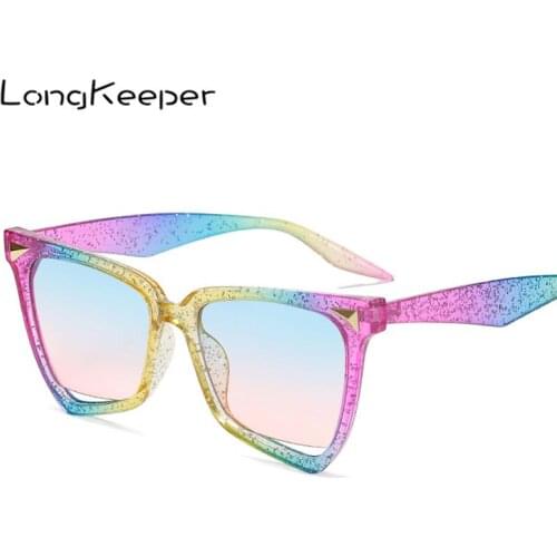 LongKeeper Retro Luxury Cat Eye Sunglasses Womens Candy Color Glasses Brand Designer Classic Vintage Rainbow Eyewear UV400