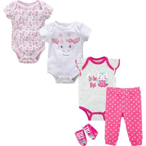 Honeyzone Baby Clothes Girl Pink Infant Romper Summer Cute Baby Girl Outfit Vetement Bebe Fille Conjunto Bebe 100%Cotton 0-12m