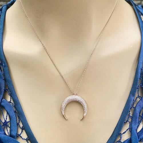 Horn 925 Sterling Silver Necklace Women Girls Gift Jewelry Accessories Fashion Handmade Elegant Chain