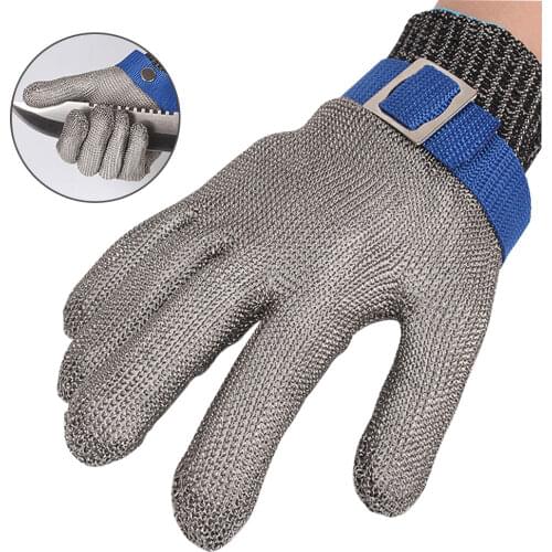AS Anti-cut Stainless Steel Wire Gloves Fishing Outdoor Safety Cut-Ressistant Stab Metal Mesh Butcher Protect Meat Gloves
