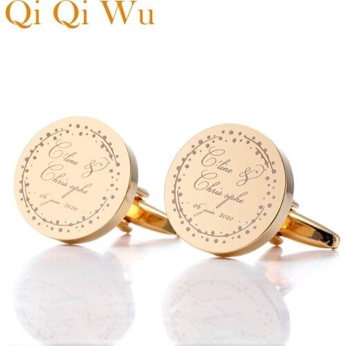 Personalized Gold Suit Shirt Cufflinks Mens Wedding Business Jewelry Customized Engrave Cuff links Buttons Father Gifts Cufflink