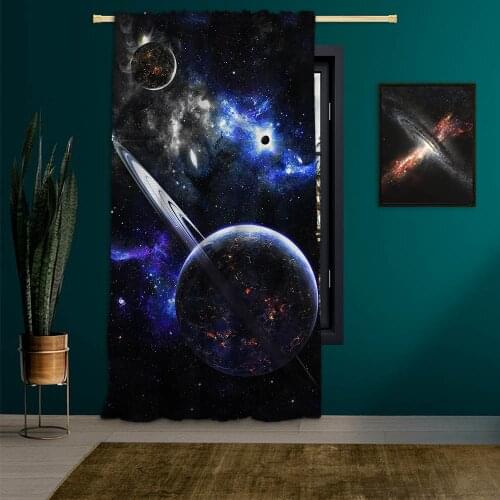 Cipcici Fantasy Planets Space Blackout 100% Curtains Home Decoration Accessories Modern Living Room Bedroom Home interior Black