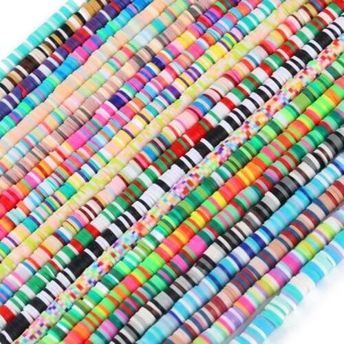 4 6mm Flat Round Polymer Clay Beads Chip Disk Loose Spacer Beads for DIY Jewelry Making Handmade Bracelet Necklace Accessories