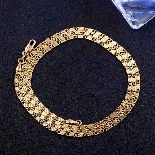 Full Size 16-30 Inches Shiny Gold Color Necklace Chain for Men Women Jewelry Accessories DIY Bijuoux Findings Wholesale