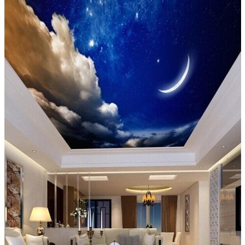 Custom ceiling wallpaper, the night sky moon mural for the living room bedroom ceiling background wall vinyl papel de parede