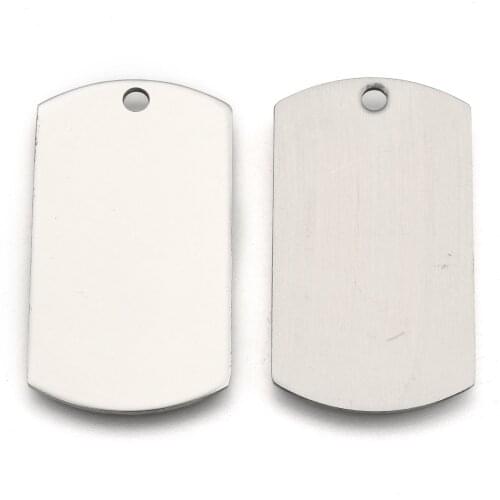 50Pcs 201 Stainless Steel Rectangle Stamping Blank Tag Pendants Stainless Steel Color For DIY Necklace Crafts Jewelry making