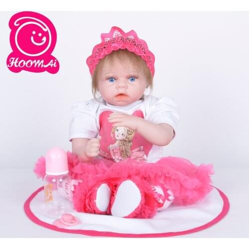 22"Cloth Body Realistic Lovely Smile Baby Doll Lifelike Newborn Bebe Baby Doll Toy For Childrens Day Kid Xmas Birthday Gifts