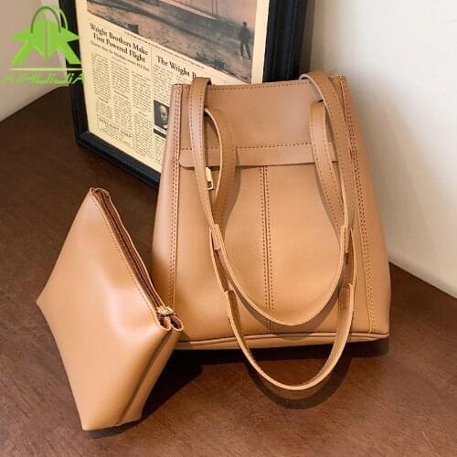 Luxury Designer Women Handbag High Quality Pu Leather Solid Color Shoulder Bags New Fashion High Capacity Female Son-mother Bag