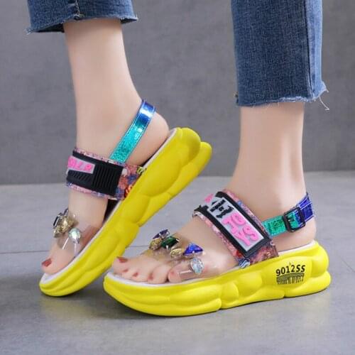 Summer Candy Colors Platform Sandals Girls Outdoor Hiking Travel Flat Shoes 2020 Beading Breathable Walking Sneakers Women Shoes