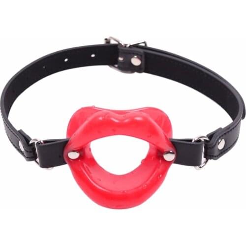 Sex Toy BDSM Fetish Leather Rubber Lips O Ring Open Mouth Gag Bondage Restraints