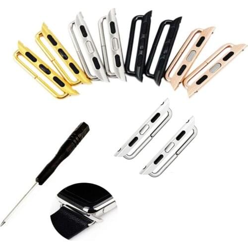 Watch connector for apple watch 6/se/5/4/3/2 band/strap 42mm 38mm 44mm 40mm stainless steel metal Connection Adapter for iwatch