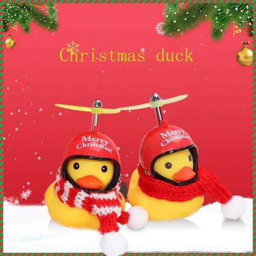Bicycle Little Yellow Duck With Helmet Propeller Wind-breaking Wave-breaking Duck Auto Internal Decoration Has Lights