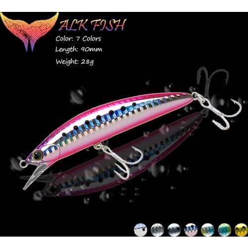 WALK FISH 90mm/28g Minnow Fishing Lure Sinking Artificial Bait Treble Hook Saltwater 3D Eyes Hard Bait Pike Bass Fishing Tackle