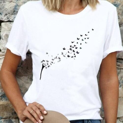 Women Cartoon Dandelion Plant 90s Summer Ladies T Top Shirt Regular Lady Fashion Tee Print Female Graphic Short Sleeve T-Shirts