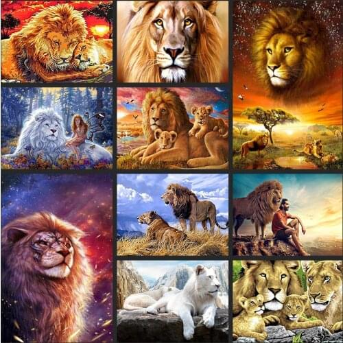 Zooya 5D Full Diamond Embroidery Lions Cross Stitch Diy Diamond Painting Diamond Mosaic Home Decor Christmas Gift Handmade Jq179