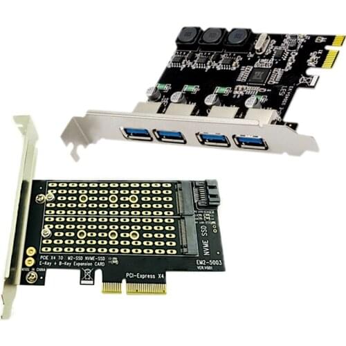 1Pcs Pcie To M2/M.2 Adapter M.2 Ngff & 1Pcs 4 Port Usb 3.0 Pci Express Expansion Card Pcie Pci-E Usb 3.0 Host Controller