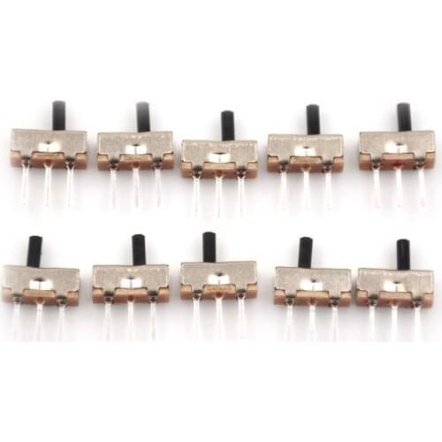 10/30pcsinterruptor On-Off Mini Slide Switch SS12D00 SS12D00G3 3pin 1P2T 2 Position High Quality Toggle Switch Handle Length:4MM