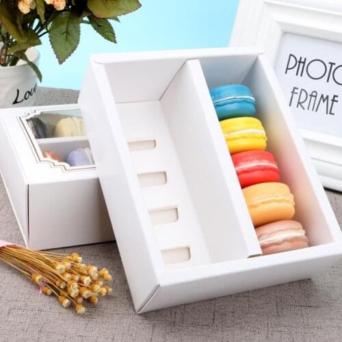 10Pcs 5/10 Macaron Container Clear Window Drawer Cookie Cake Dessert Packing