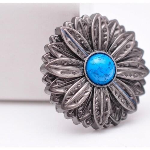 10pcs Blue Turquoise Gunmetal Rose Flower Western Saddle Leathercraft Conchos For Hatband Pet Collar Shoe Bag Ornament