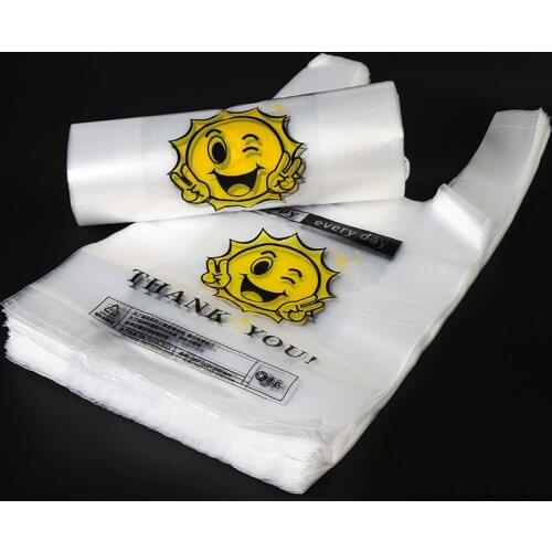 300PCS / LOT Multiple Sizes Available PVC Transparent Bags Shopping Bag Supermarket Plastic Bags With Handle Food Packaging
