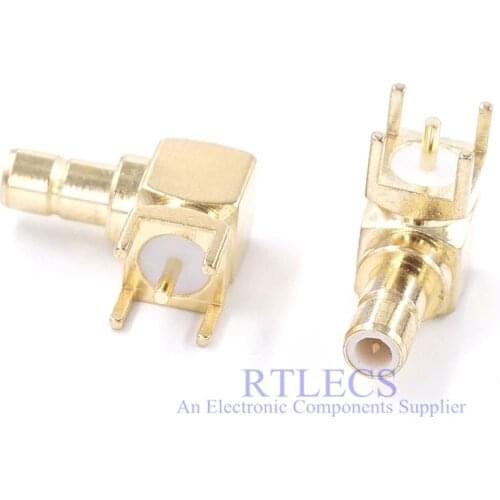 100pcs SMB R/A Jack PCB Receptacle Male Pin through hole Right Angle PCB Solder Board Mount RF Coaxial Connector 50 ohm