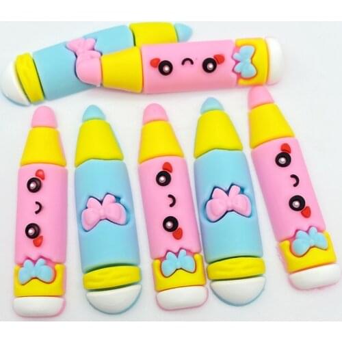 12pcs Cute PVC Hybrid Mini Pencil Pen Flexible Glue Flat Back DIY Scrapbook Embellishment Phone Craft Decoration G43