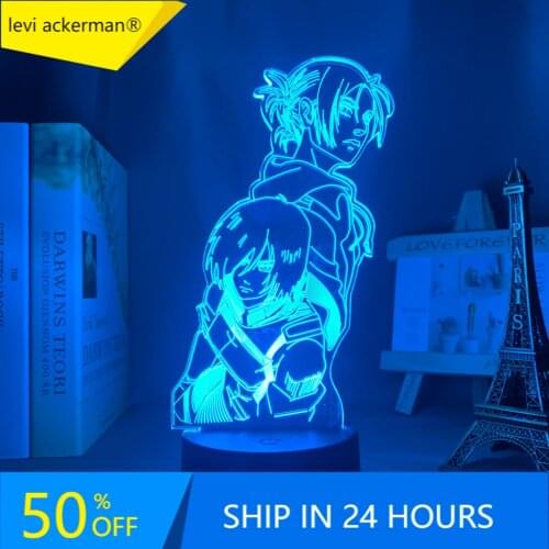 Anime Attack on Titan 3d Lamp Annie Leonhart Light for Bedroom Decoration Kids Gift Attack on Titan LED Night Light Mikasa