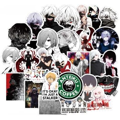 50Pcs Japanese Animation Tokyo Ghoul For Luggage For Refrigerator Suitcase Scooter Scrapbook Cosplay Handmade Toy Stickers