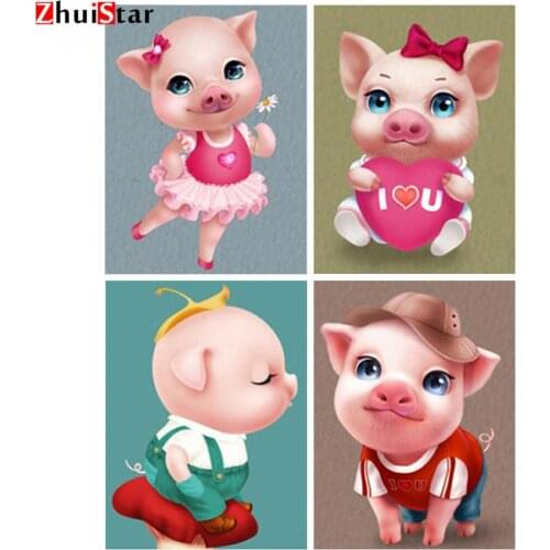 5d Diamond Painting Full Square Drill Pig Handicraft Decor For Home Animal Picture Of Rhinestones Diamond Art ZWQ