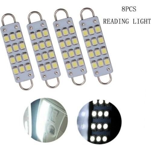 8Pcs 1210 12SMD LED Reading Light White Door Lamp Dome Map Lamp 12V Double Ring SUV Van Car Interior Light Panel Accessories