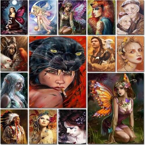 Full square 5D diamond painting embroidery Cross stitch 5d Woman old man animal fox butterfly Mosaic home decor Paintings 3D DIY