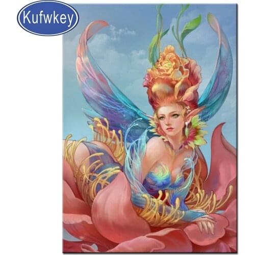 Diamond Painting 5D Round Square Cartoon Girl Embroidery Mosaic Diamond Portrait Angel wall painting For New Year Gift