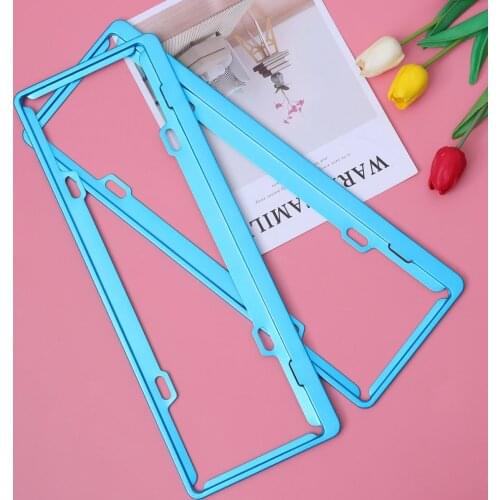 Aluminum License Plate Frame Oxidation Number Plate Frame Colorful License Plate(Blue)