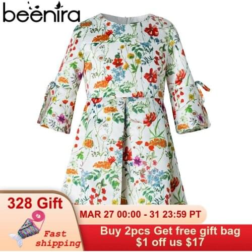 Beenira Children Dress 2020 New European & American Style Kids Flore Pattern Bow Princess Dress Design 4-14Y girl Spring Dresses