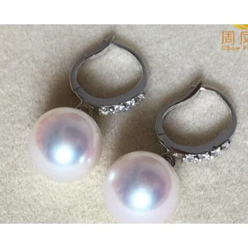 Free shipping charming 10-11mm south sea white pearl earring