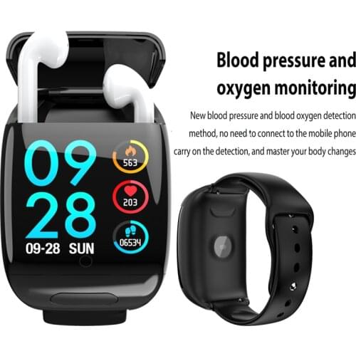 KINGSTAR Bluetooth Earphone Bracelet Smart Wristband Heart Rate Monitor HD Stereo TWS Sport Headsets with Microphone for iphone